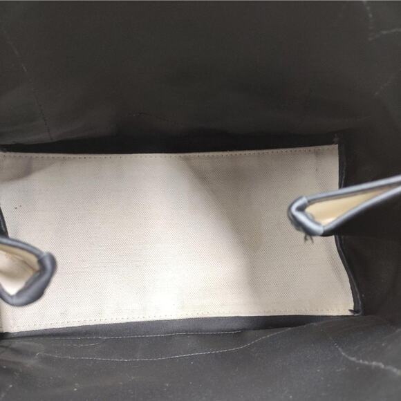 Chic Balenciaga Cabas Canvas Black Cream Mini Tote Satchel Bag Pouch Minimalist - Picture 8 of 8